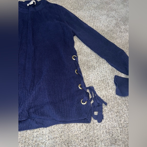Michael Kors Navy Sweater with Side Ties - Picture 2 of 8